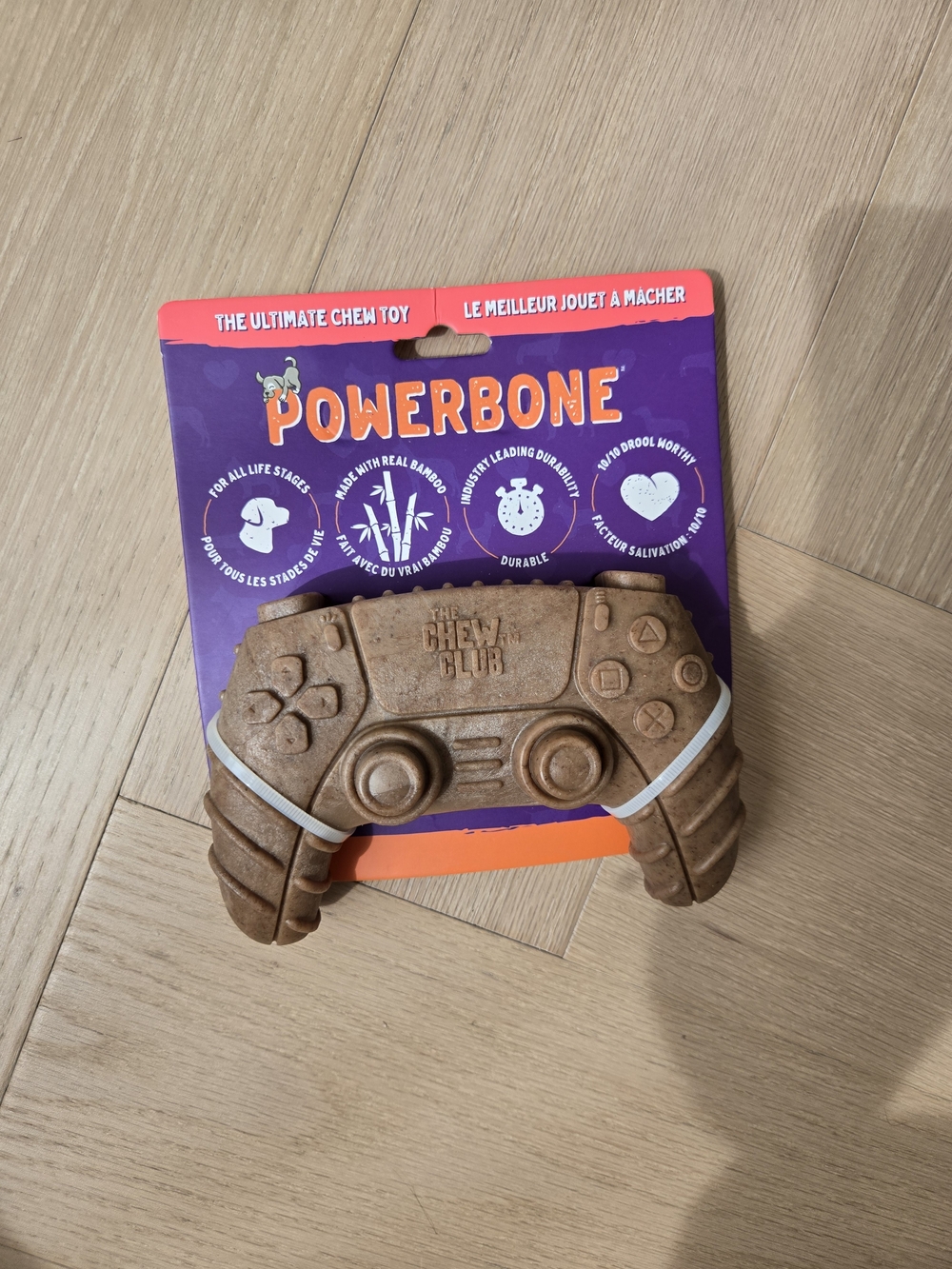 PowerBone Chew Club Game Controller Dog Toy - Brown